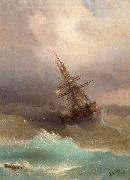 Ivan Aivazovsky Ship in the Stormy Sea oil on canvas